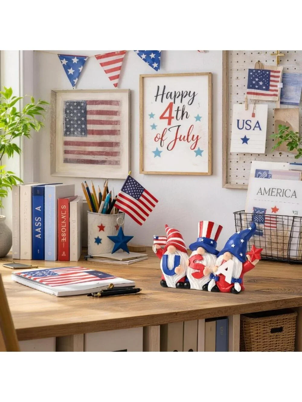 Patriotic 4th of July Garden Gnomes - Outdoor Memorial Day Decor, Stars